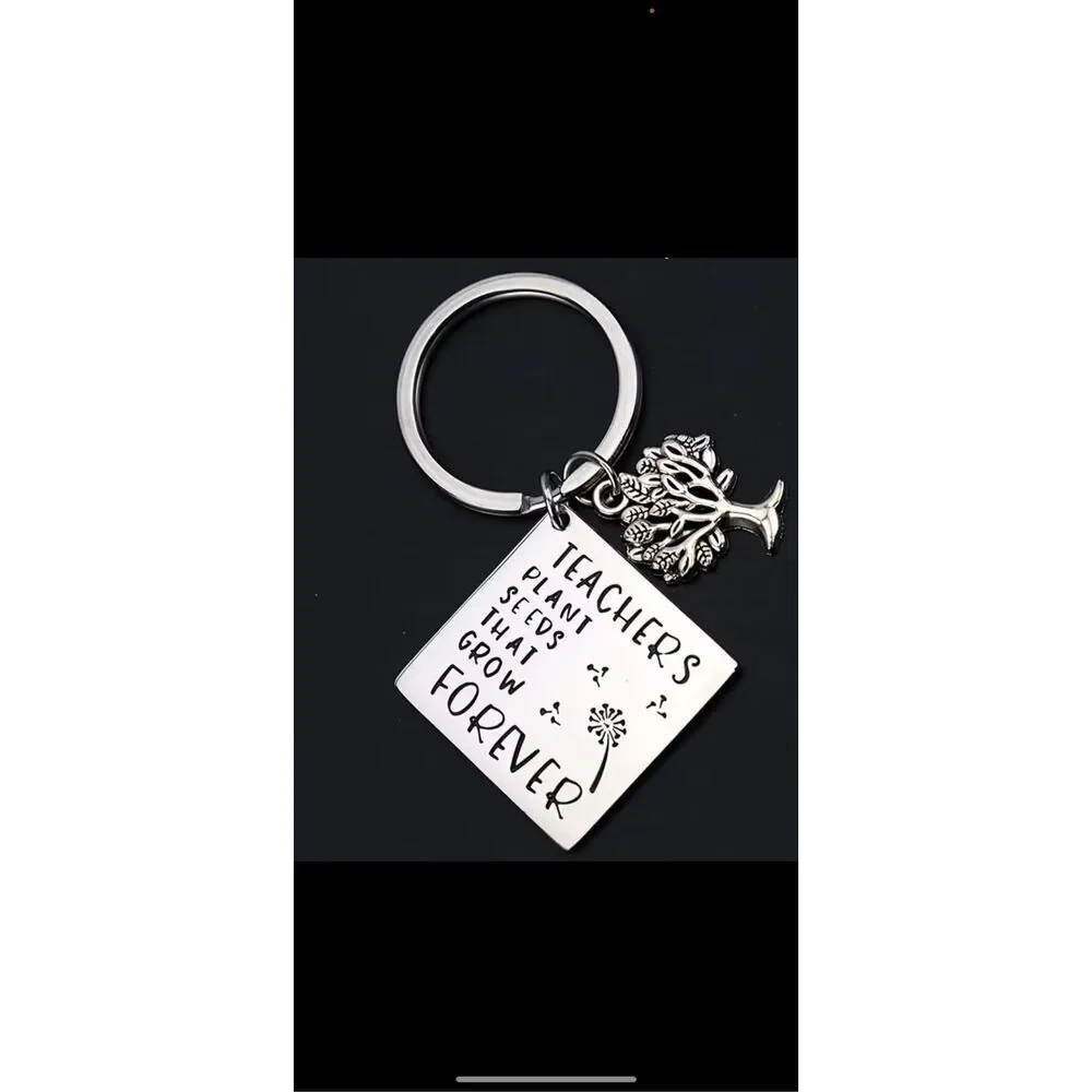 Teacher Keychain Gift Teachers Plant Seeds That Grow Forever Tree Charm